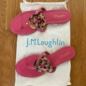 J. McLaughlin Lucy Fuchsia Sandals with Tortoise medallion